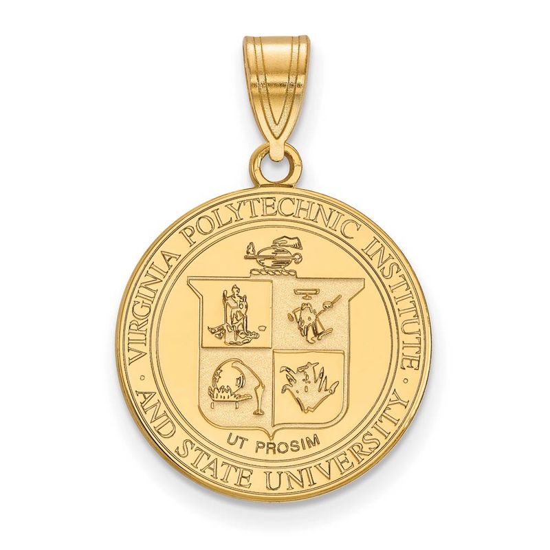 14k Gold Plated Silver Virginia Tech Large Crest Disc Pendant